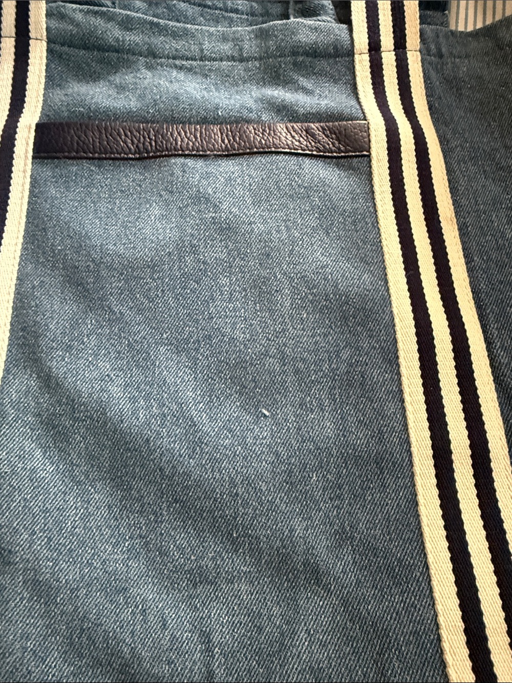 Draper James Blue Canvas Tote with Navy and White Straps - Picture 12 of 12